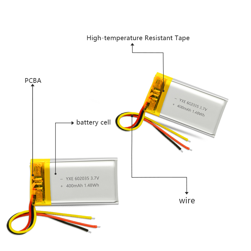 3.7 V Li-ion Battery 602035-400mah